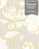 Sample of GW2018 Golden Oriental Lotus Flower Peel & Stick Wallpaper Roll 20.5" Wx18ft L