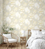 Sample of GW2018 Golden Oriental Lotus Flower Peel & Stick Wallpaper Roll 20.5" Wx18ft L