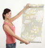 Sample of GW2018 Golden Oriental Lotus Flower Peel & Stick Wallpaper Roll 20.5" Wx18ft L