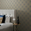Y6200204 Serendipity Gray Gold Metallic Geometrics Theme Unpasted Non Woven Wallpaper from Antonina Vella Dazzling Dimensions Volume II