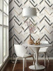 York Wallcoverings MM1805 Mixed Materials Marble Chevron Black/Gold