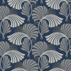 DT5133 Dancing Leaves Navy Blue Gray Unpasted Non Woven Botanical Wallpaper from Candice Olsen After Eight Collection Made in United States