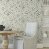 BL1794 Dream Blossom Taupe Aqua Floral Theme Unpasted Non Woven Wallpaper from Blooms Second Edition Resource Library