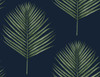 LN20022 Maui Palm Midnight Blue & Paradise Green Botanical Theme Vinyl Self-Adhesive Wallpaper Lillian August Peel and Stick Collection Made in United States
