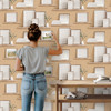 8196-AG1 Frame Shelves Mustard Non-Woven Unpasted Wallpaper 20.86"x33'x3lbs Veer Decor Collection Made in France