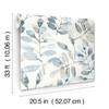 4169-13908 Pinnate Blue Leaves Traditional Style Prepasted Non Woven Blend Wallpaper from Oak & Moss by Chesapeake Made in United States