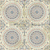 Wallquest RY30706 Mandala Boho Tile Coral Cream and Midnight Blue