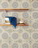 Wallquest RY30706 Mandala Boho Tile Coral Cream and Midnight Blue