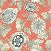Wallquest RY31206 Calypso Paisley Leaf Coral and Aloe