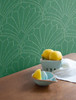 Wallquest RY31504 Scallop Medallion Jade and Ivory Wallpaper