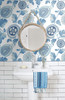 Wallquest RY31202 Calypso Paisley Leaf Blue Oasis and Ivory Wallpaper