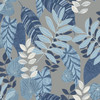 Wallquest RY30912 Tropicana Leaves Metallic Gray Sky Blue and Champlain Wallpaper