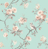 Fine Décor by Brewster 2900-40768 Medley Chinoiserie Seafoam Floral Wallpaper