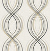 Seabrook wallpaper in Black, Metallic Gold, White RL60200