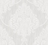 Wallquest AW70800 Puff Damask Silver Glitter and Off-White