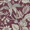 Wallquest RY30201 Rainforest Leaves Cranberry and Stone