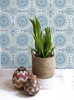 Wallquest RY30702 Mandala Boho Tile Cerulean and Washed Denim