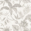 Wallquest RY30208 Rainforest Leaves Ivory and Daydream Gray