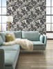 York AT7056 Tropics Bali Leaves Wallpaper off white, darkest grey