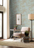 York Wallcoverings Stripes Resource Library SR1535 All Lined Up Wallpaper Spa Blue/Gold