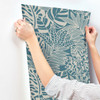 York Wallcoverings SS2572 Silhouettes Jungle Leaves Wallpaper Teal