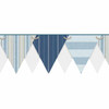 York Wallcoverings Nautical Living NY4902BD Striped Pennant Border, Cream, Pale Grey, White