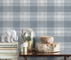 York Wallcoverings FH4084 Woven Buffalo Check Wallpaper Blue