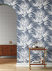 York Wallcoverings SS2543 Silhouettes Palmetto Wallpaper Navy/White