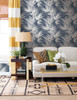 York Wallcoverings SS2543 Silhouettes Palmetto Wallpaper Navy/White