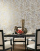 York Wallcoverings NW3583 Modern Metals Shimmering Foliage Wallpaper White/Gold