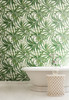 York AT7050 Tropics Bali Leaves Wallpaper white, light to dark green, yellow, tan