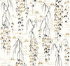 York Wallcoverings AF6581 Willow Branches Wallpaper White, Black, Gold