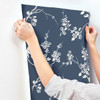 York Wallcoverings SS2592 Silhouettes Imperial Blossoms Branch Wallpaper Navy