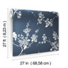 York Wallcoverings SS2592 Silhouettes Imperial Blossoms Branch Wallpaper Navy