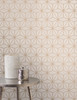 2834-42346 Augustin Rose Gold Geometric Wallpaper Modern Style Unpasted Vinyl Paper from Advantage Metallic Collection by Brewster Made in Great Britain