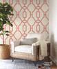 York Wallcoverings ME1556 Magnolia Home Vol. II Woven Trellis  Pompian Red