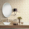 RoomMates RMK10704WP Stripped Hexagon White/Gold Peel & Stick Wallpaper White/Gold