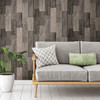 RoomMates RMK11210WP Weathered Wood Plank Black Peel & Stick Wallpaper Black