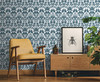 York Wallcoverings CY1580 Botanical Damask Wallpaper Indigo