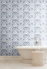York Wallcoverings FH4023 Folksy Floral Wallpaper Blue/White