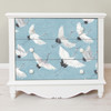 NU2680 Halcyon Peel & Stick Wallpaper with Hand-Painted Birds in Baby Blue White Black Colors Modern Style Peel and Stick Adhesive Vinyl