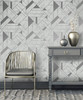 2834-M1467 Gulliver Silver Marble Geometric Wallpaper Modern Style Unpasted Vinyl Paper from Advantage Metallic Collection by Brewster Made in Great Britain