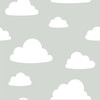 NU1931 Clouds Peel & Stick Wallpaper with Gloomy Fluffy Float in Grey White Colors Kids Style Peel and Stick Adhesive Vinyl