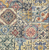 2701-22301 Marrakesh Tiles Mosaic with Jewel Tones Wallpaper Multicolor Sapphire Colors Traditional Style Non Woven Unpasted Wall Covering Reclaimed Collection from A-Street Prints by Brewster Made in Great Britain