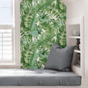 NU2906 Peel & Stick Wallpaper with Vibrant Leaves Feel Design in Green White Colors Modern Style Peel and Stick Adhesive Vinyl
