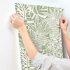 York Wallcoverings SS2577 Silhouettes Jungle Leaves Wallpaper Green