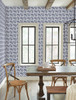 York Wallcoverings FH4062 Chokeberry Block Print Wallpaper Navy/White