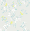 Brewster 2704-22680 For Your Bath III Chirp Grey Birds & Trees Wallpaper