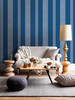 A-Street Prints by Brewster 1014-001832 Kismet Brynn Indigo Paisley Stripe Wallpaper