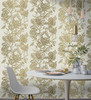 2834-M1474 Marquis Gold Floral Wallpaper Modern Style Botanical Theme Unpasted Vinyl Paper from Advantage Metallics Collection by Brewster Made in Great Britain